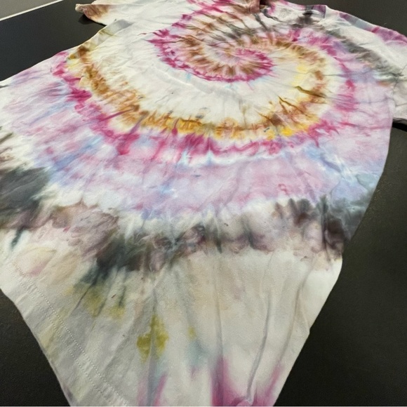 Funky tie dye t-shirt 3XL purple gold gray blue spiral ice dye - Picture 8 of 10